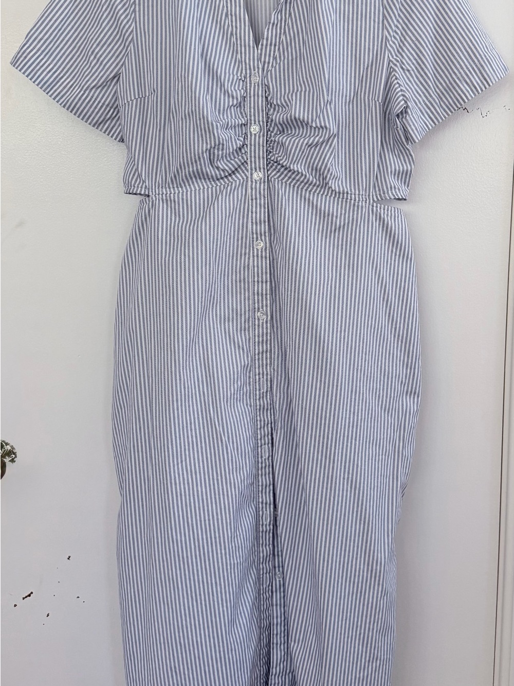 Old Navy Striped Button-Front Blue & White Midi Dress